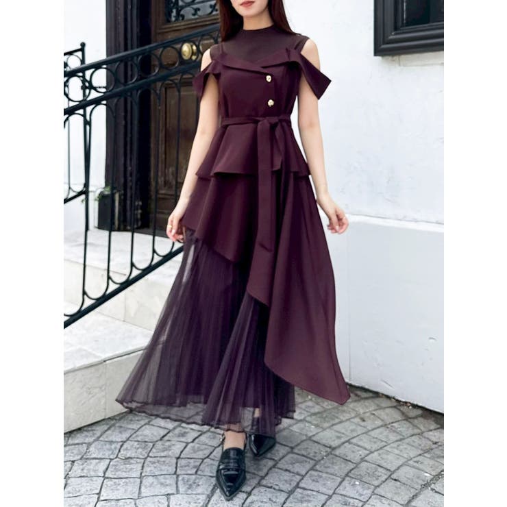 dazzlin オフショルアシメトレンチワンピース オフショルアシメトレンチワンピース（ワンピース）｜dazzlin