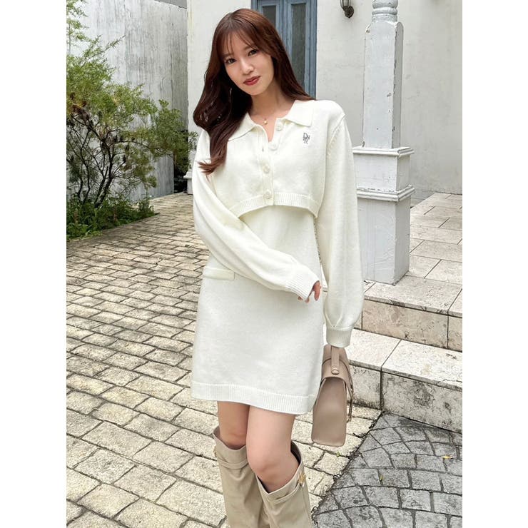 2ピースニットミニワンピース[品番：MKSW0065949]｜dazzlin