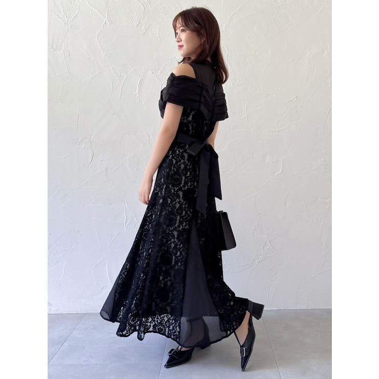 dazzlin チュール刺繍マーメイドドレス ブラック 黒 チュールエン