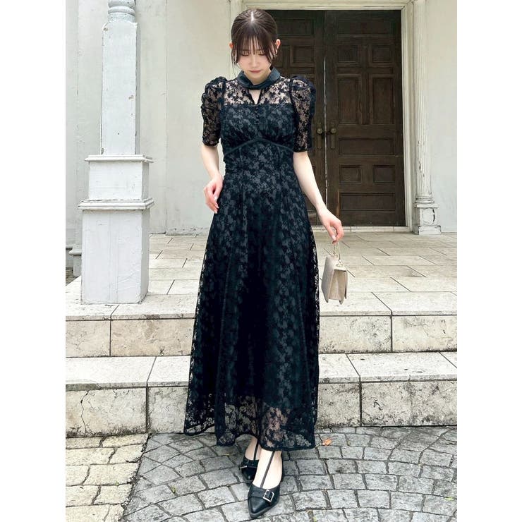 ネックツイスト刺繍レースドレス | dazzlin | 詳細画像10 