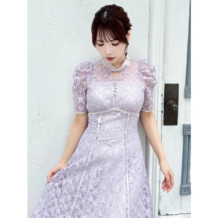 ネックツイスト刺繍レースドレス | dazzlin | 詳細画像22 