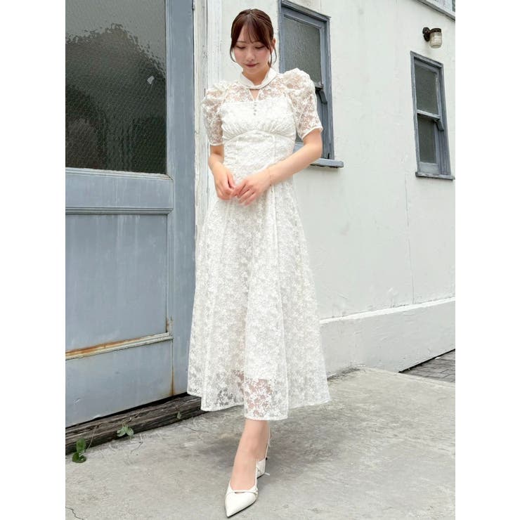 ネックツイスト刺繍レースドレス | dazzlin | 詳細画像6 