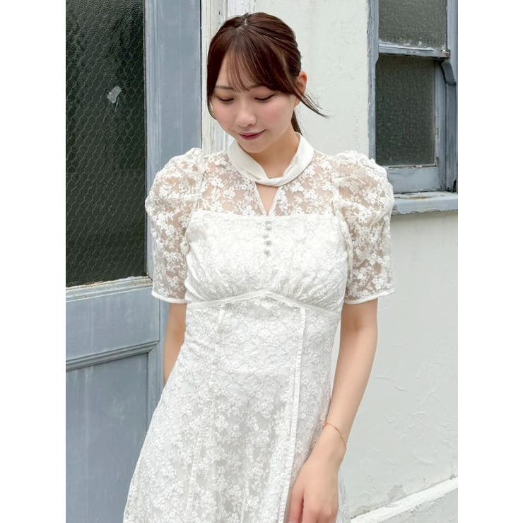ネックツイスト刺繍レースドレス | dazzlin | 詳細画像8 