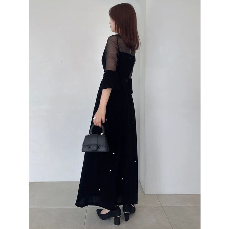 藤井サチコラボ】パールビジューベロアナロードレス[品番：MKSW0067147