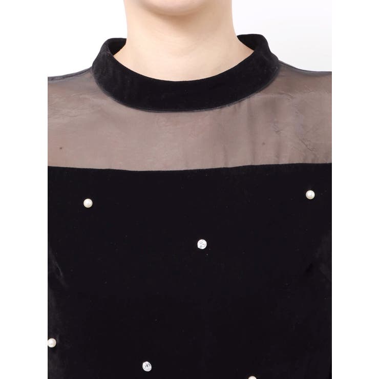 ダズリン　藤井サチコラボ　パールビジューベロアナロードレス 藤井サチコラボ】パールビジューベロアナロードレス（ドレス