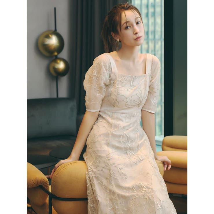 藤井サチコラボ】ラメ刺繍チュール2WAYスリーブドレス[品番