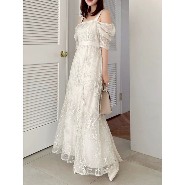 【藤井サチコラボ】ラメ刺繍チュール2WAYスリーブドレス | dazzlin | 詳細画像12 