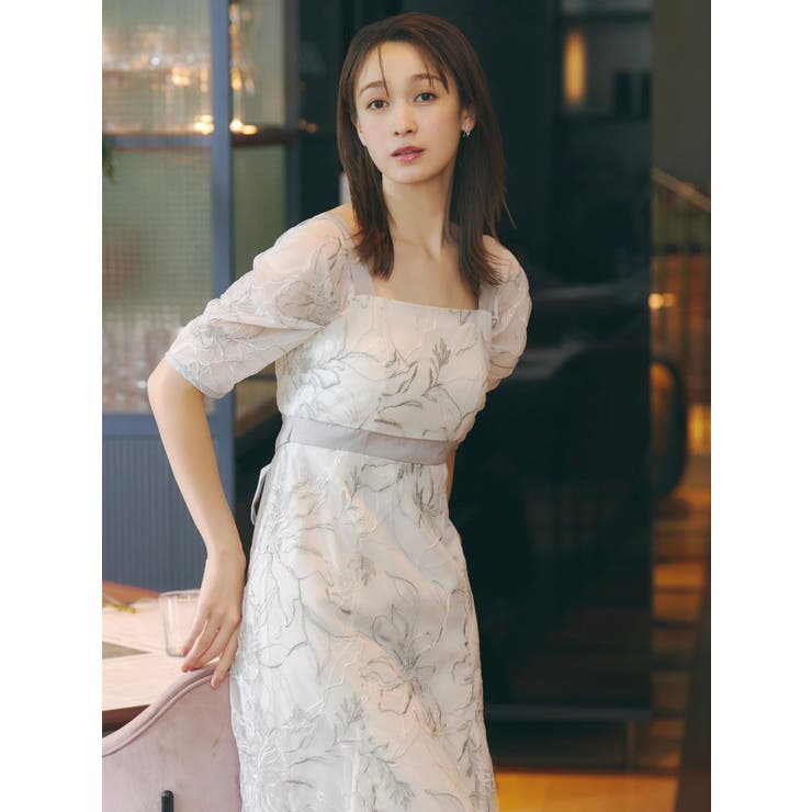 【藤井サチコラボ】ラメ刺繍チュール2WAYスリーブドレス | dazzlin | 詳細画像5 