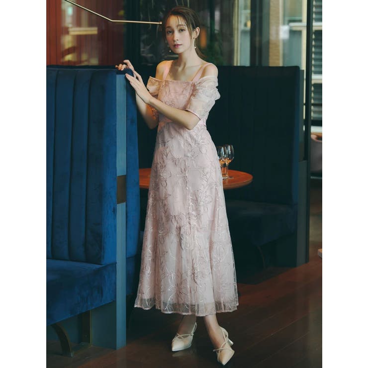 【藤井サチコラボ】ラメ刺繍チュール2WAYスリーブドレス | dazzlin | 詳細画像6 