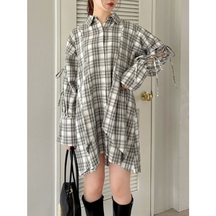 グレー | シャツイレフレアミニワンピース | dazzlin