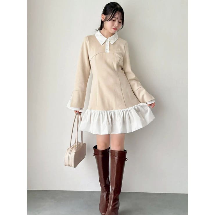 ベージュ | 【WEB限定】ポロバルーンスソミニワンピース | dazzlin