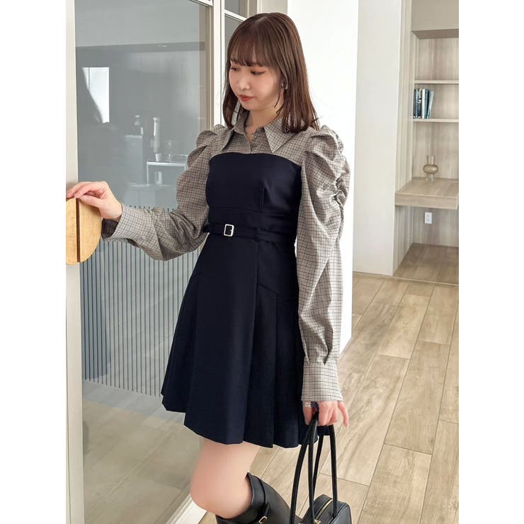 長袖レイヤードシャツミニワンピース[品番:MKSW0066163 長袖レイヤードシャツミニワンピース[品番:MKSW0066163