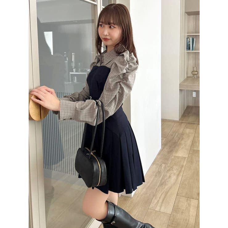dazzlin ダズリン レイヤードシャツミニワンピース チャコールグレー M ダズリン dazzlin レイヤードシャツミニワンピース