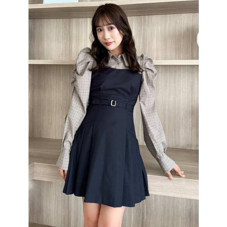 dazzlin レイヤードシャツミニワンピース ダズリン dazzlin レイヤードシャツミニワンピース （ネイビー