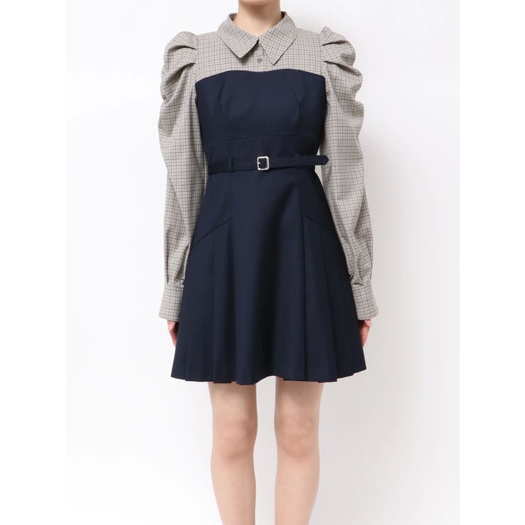 長袖レイヤードシャツミニワンピース[品番：MKSW0066163]｜dazzlin