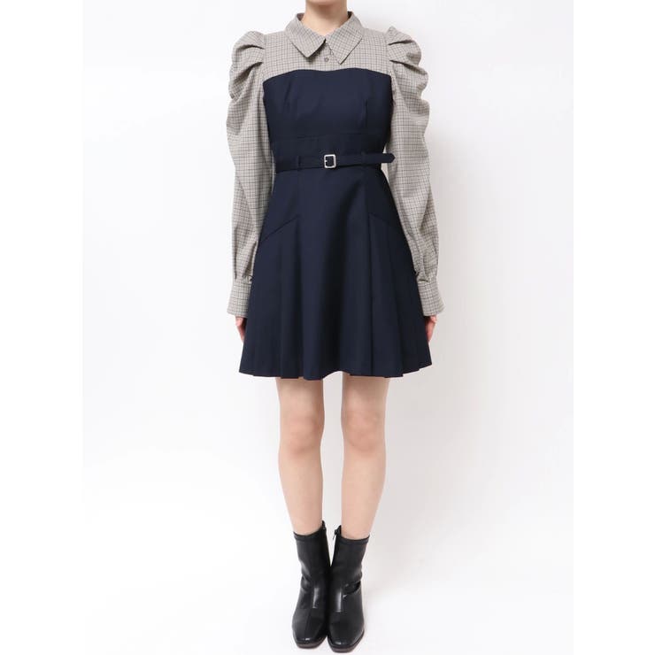 長袖レイヤードシャツミニワンピース[品番：MKSW0066163]｜dazzlin