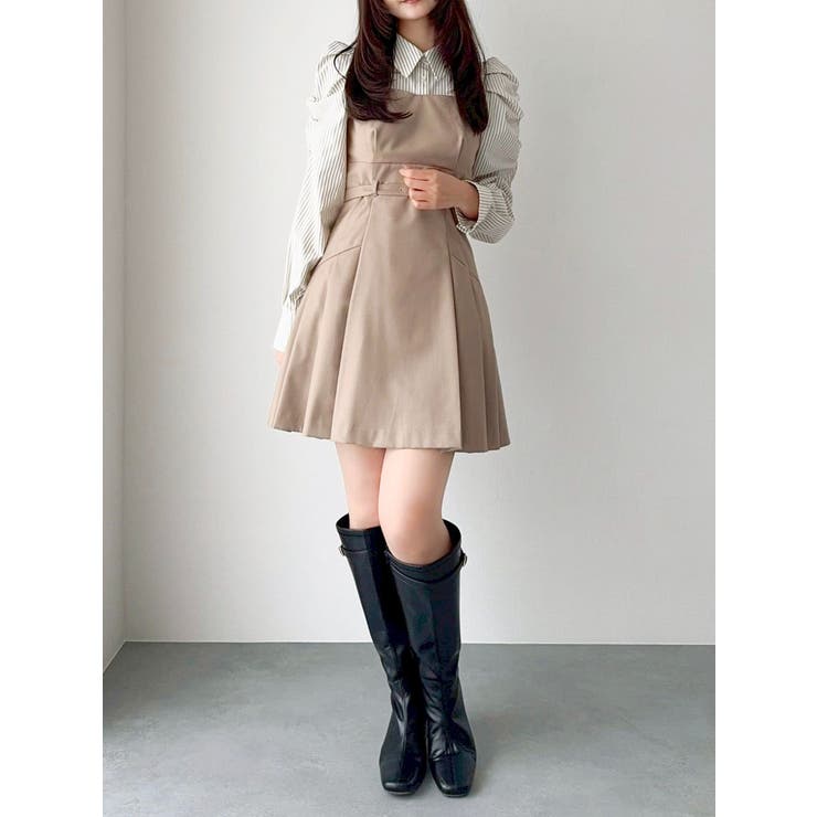 長袖レイヤードシャツミニワンピース[品番：MKSW0066163