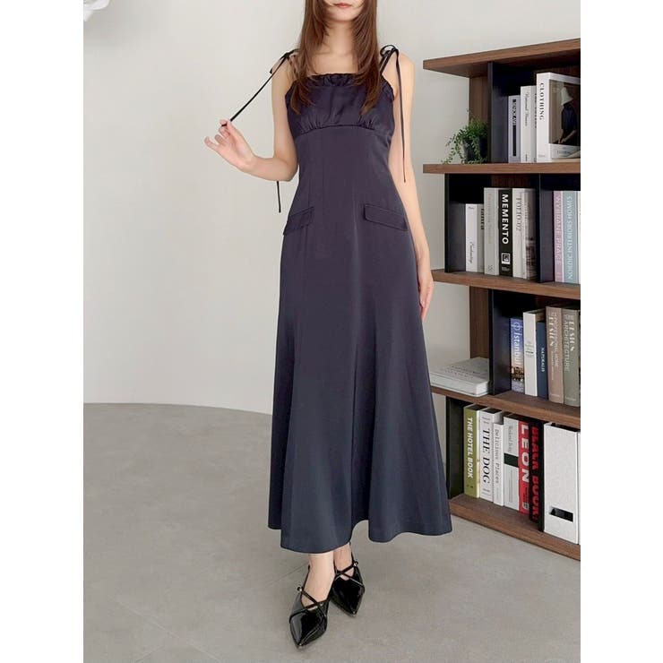 ネイビー | レイヤードライクリボンキャミワンピース | dazzlin