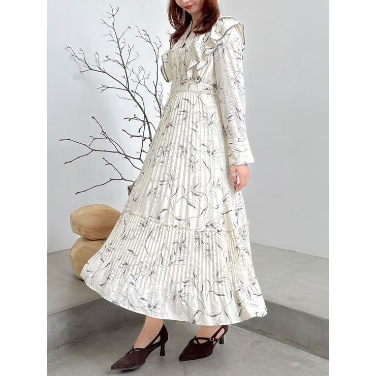 【WEB限定カラーあり】ダブルフリルフラワープリーツワンピース | dazzlin | 詳細画像1 