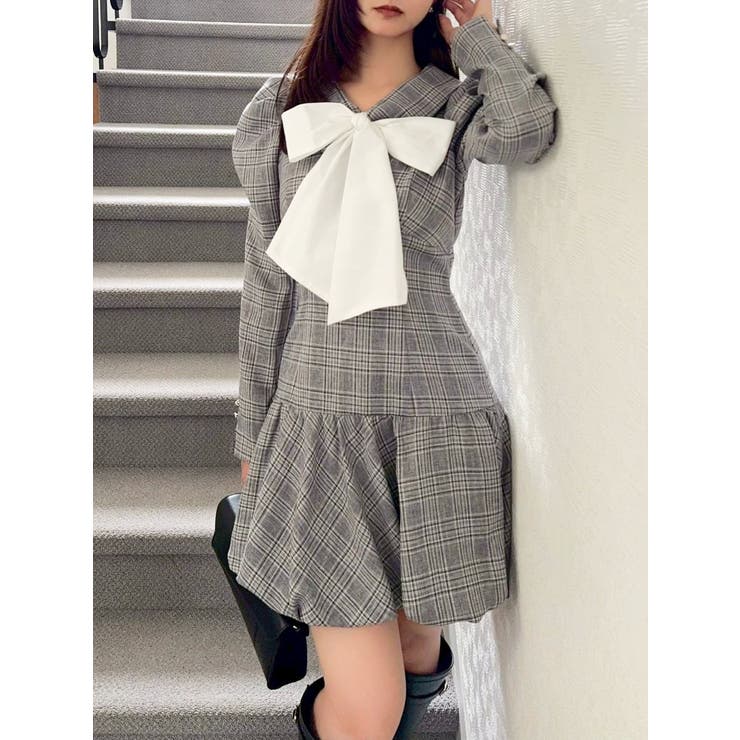 バルーンチェックミニワンピース | dazzlin | 詳細画像6 