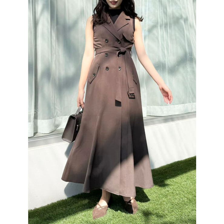 ブラウン | 【WEB限定カラーあり】トレンチディティールジレワンピース | dazzlin