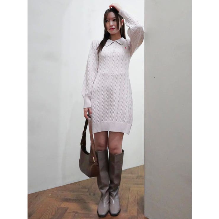 【POLO BCSコラボ/20周年記念復刻！】ケーブルポロニットワンピース | dazzlin | 詳細画像14 