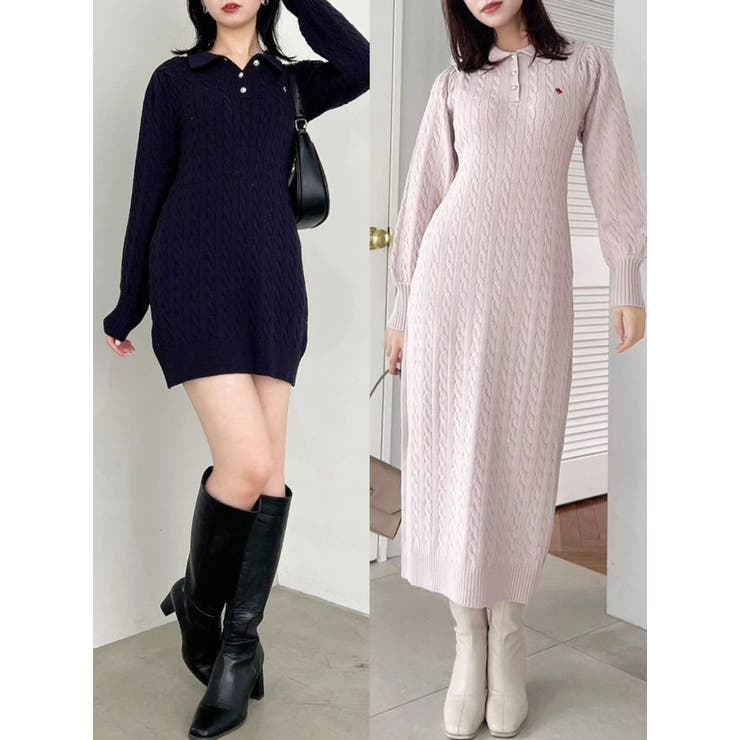 【POLO BCSコラボ/20周年記念復刻！】ケーブルポロニットワンピース | dazzlin | 詳細画像2 