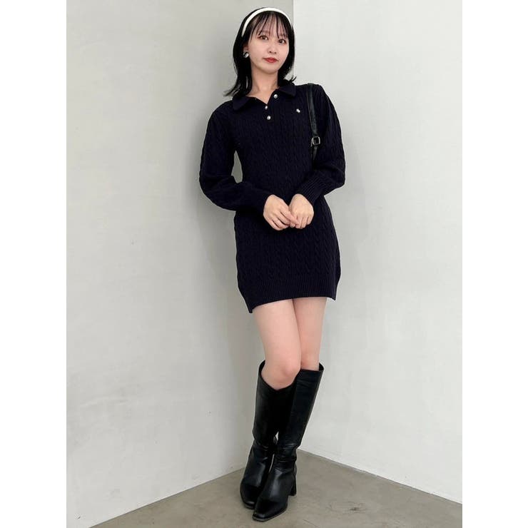 【POLO BCSコラボ/20周年記念復刻！】ケーブルポロニットワンピース | dazzlin | 詳細画像3 