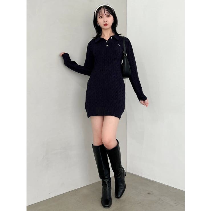 【POLO BCSコラボ/20周年記念復刻！】ケーブルポロニットワンピース | dazzlin | 詳細画像4 