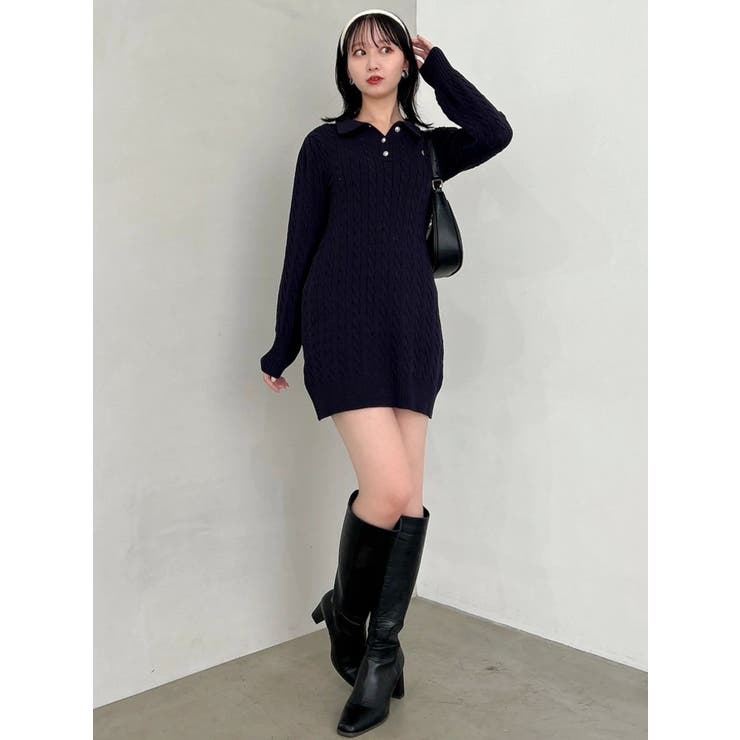 【POLO BCSコラボ/20周年記念復刻！】ケーブルポロニットワンピース | dazzlin | 詳細画像5 