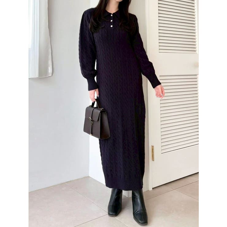 【POLO BCSコラボ/20周年記念復刻！】ケーブルポロニットワンピース | dazzlin | 詳細画像9 