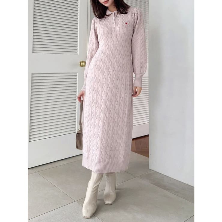 ピンク | 【POLO BCSコラボ/20周年記念復刻！】ケーブルポロニットワンピース | dazzlin