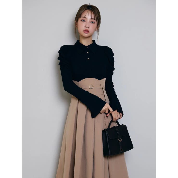 シャツカラーコルセットタックワンピース | dazzlin | 詳細画像3 