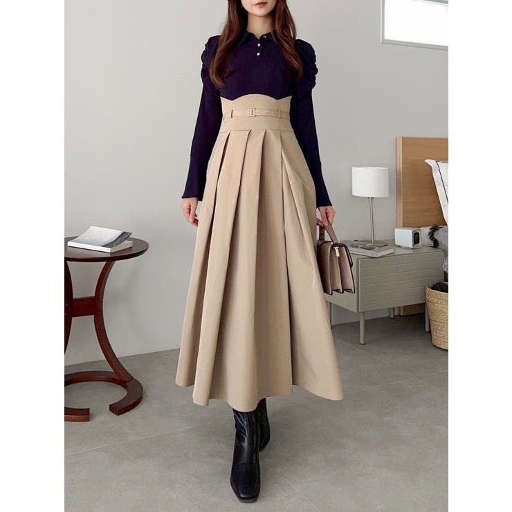 ネイビー | シャツカラーコルセットタックワンピース | dazzlin