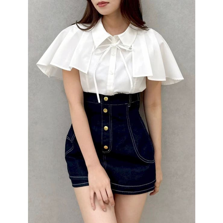 オフホワイト | 2WAYケープリボンブラウス | dazzlin