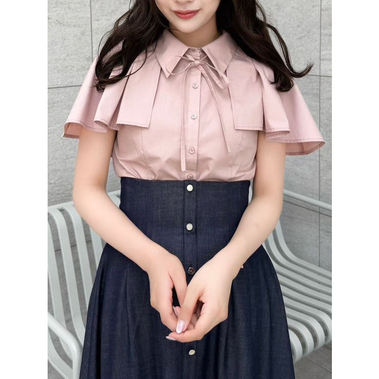 ピンク | 2WAYケープリボンブラウス | dazzlin