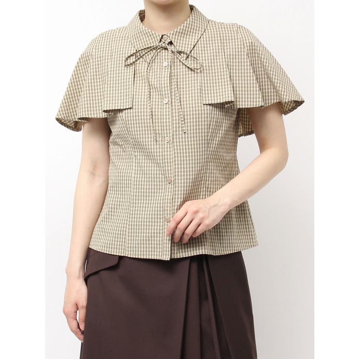 ベージュ | 2WAYケープリボンブラウス | dazzlin