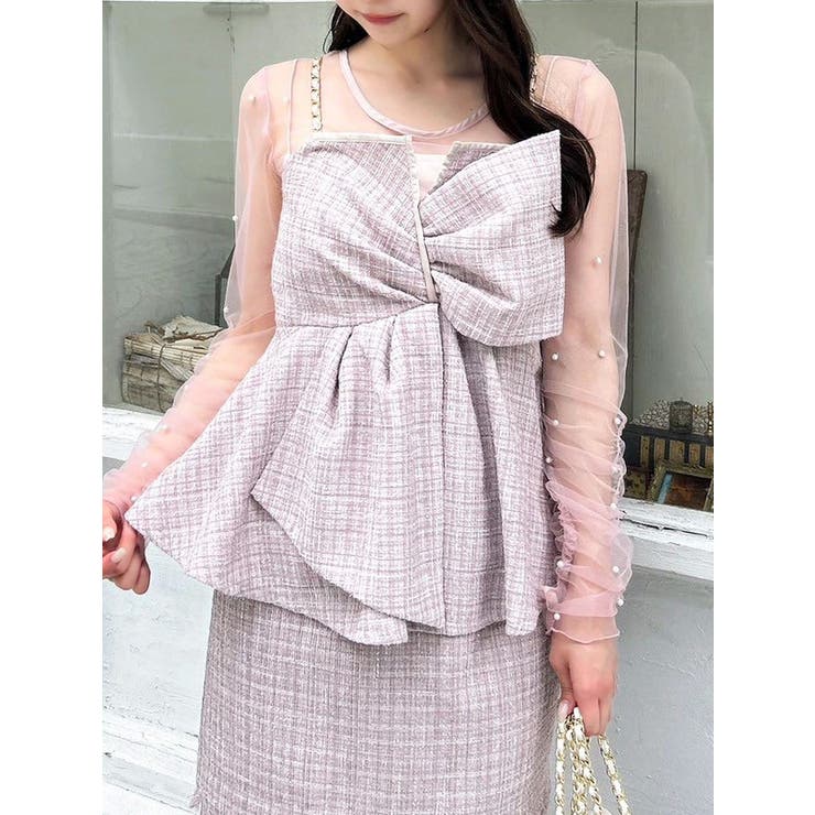 ピンク | ツイードツイストビスチェ | dazzlin