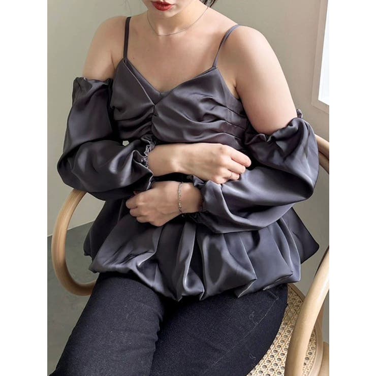 ペプラムギャザーバルーンブラウス | dazzlin | 詳細画像1 