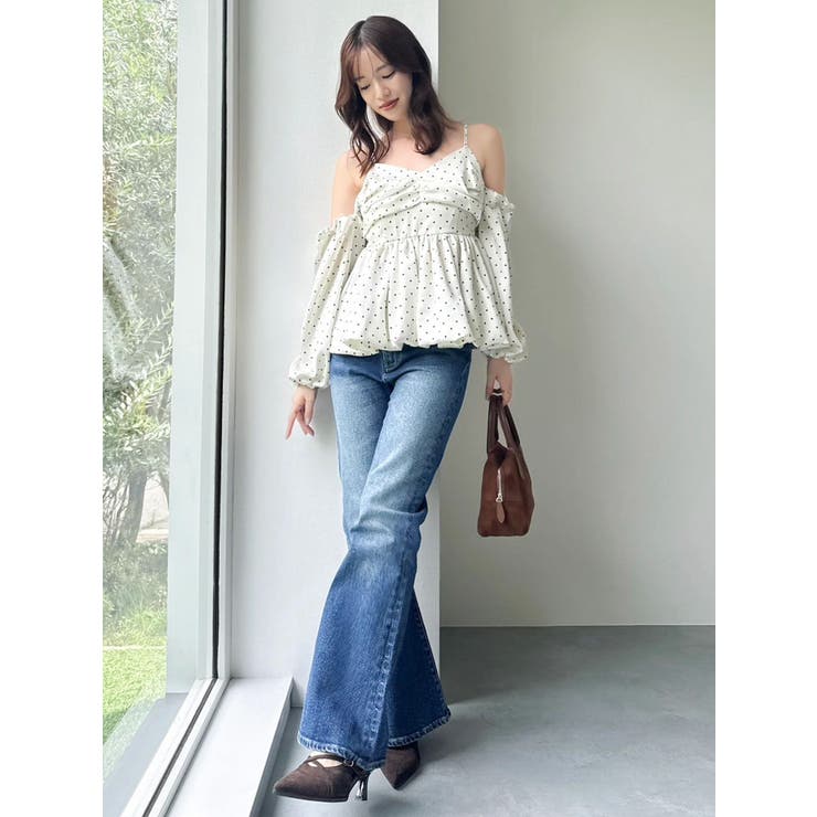 ペプラムギャザーバルーンブラウス | dazzlin | 詳細画像10 