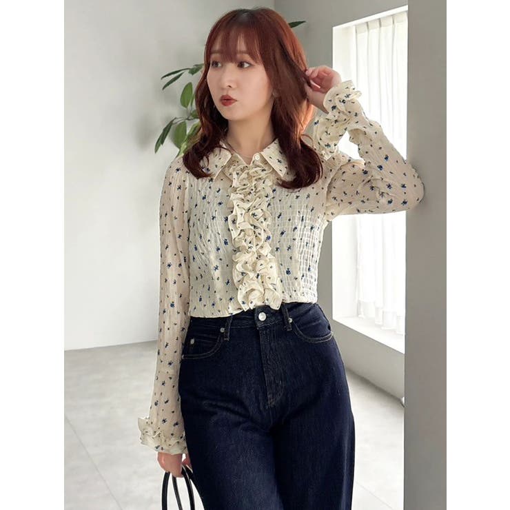 シュリンクフラワーショートシャツ | dazzlin | 詳細画像5 