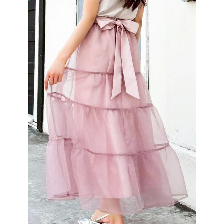 ピンク | オーガンティアードスカート | dazzlin