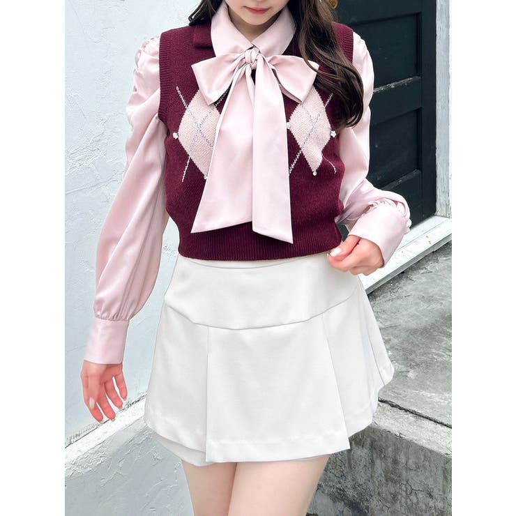 アイボリー | 【セットアップ対応】レイヤードスカートパンツ | dazzlin