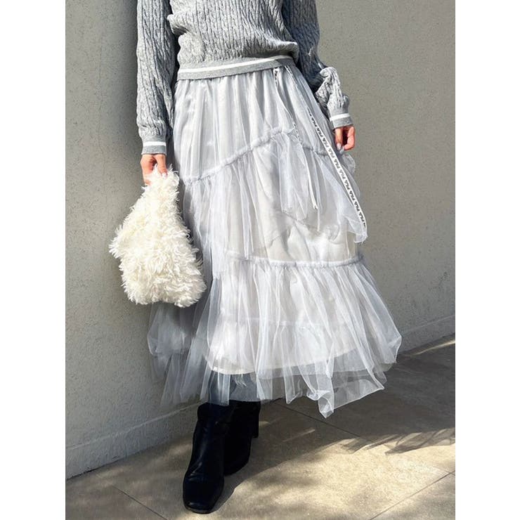 グレー | 【FILA別注】アシメチュールティアードスカート | dazzlin