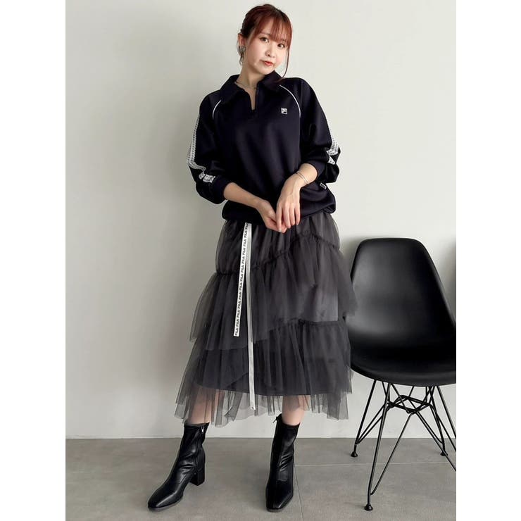 チャコールグレー | 【FILA別注】アシメチュールティアードスカート | dazzlin