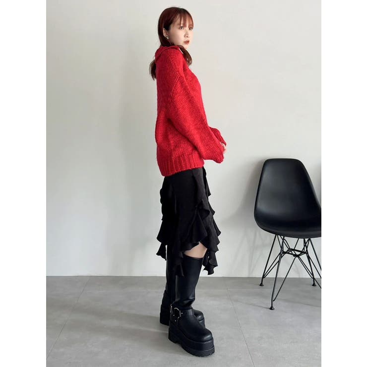 フリルスリットサテンスカート | dazzlin | 詳細画像11 