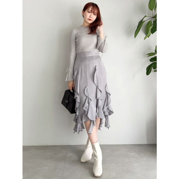 フリルスリットサテンスカート | dazzlin | 詳細画像17 