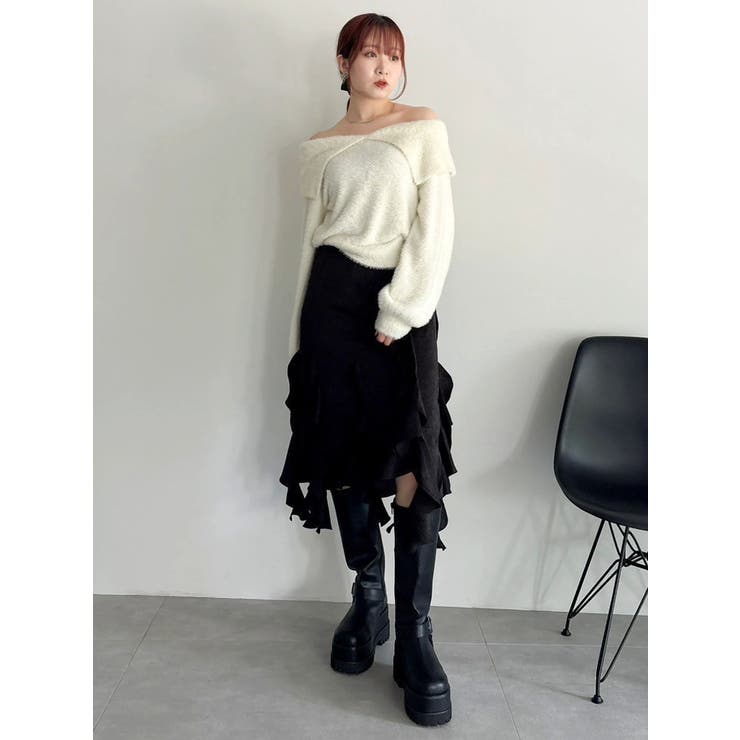 フリルスリットサテンスカート | dazzlin | 詳細画像5 