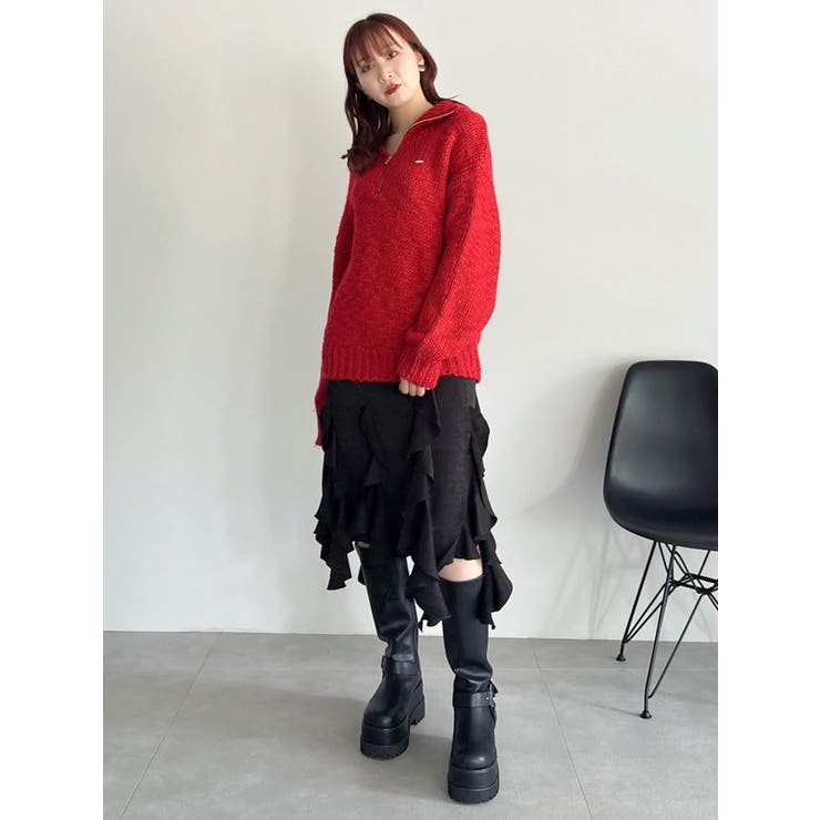 フリルスリットサテンスカート | dazzlin | 詳細画像8 