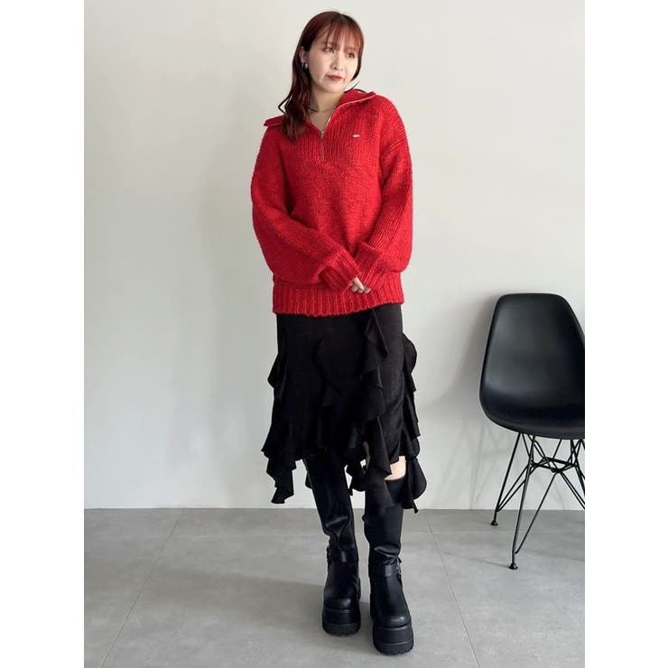 フリルスリットサテンスカート | dazzlin | 詳細画像9 